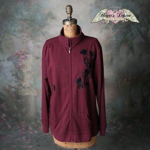 Artisans Apparel Jacket Maroon Black Embroidery LG